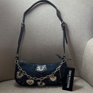 True Religion Shoulder Jeans Bag with Silver Details